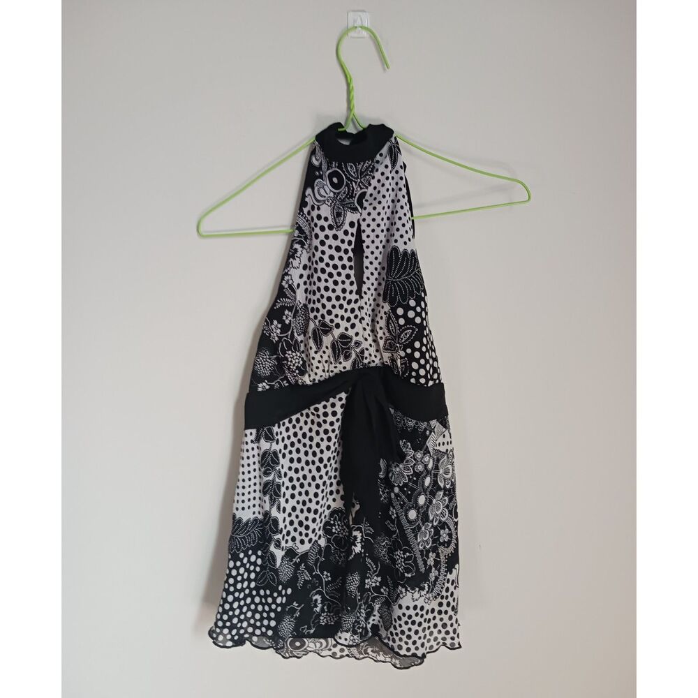 Vintage Floral Print Halterneck Sleeveless Blouse - Picture 5 of 13